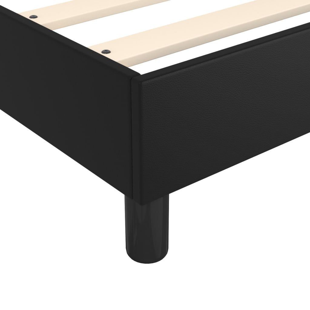 vidaXL Κρεβάτι Boxspring με Στρώμα Μαύρο 90x190εκ. από Συνθετικό Δέρμα