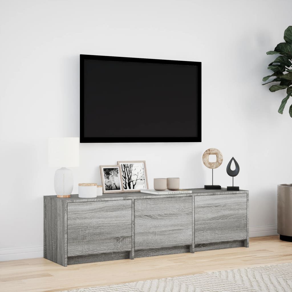 vidaXL Έπιπλο Τηλεόρασης με LED Γκρι Sonoma 140x34x40 εκ. Επεξ. Ξύλο