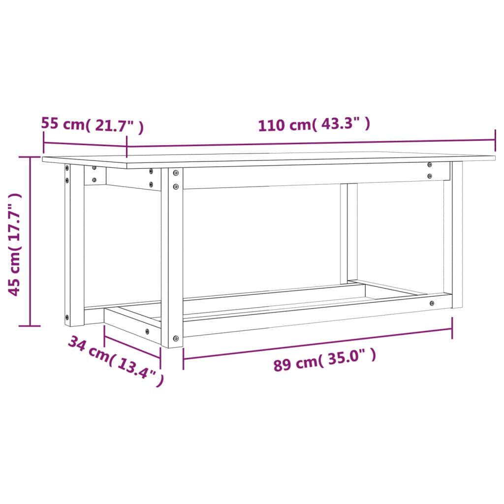 vidaXL Τραπεζάκι Σαλονιού Λευκό 110x55x45 εκ. από Μασίφ Ξύλο Πεύκου