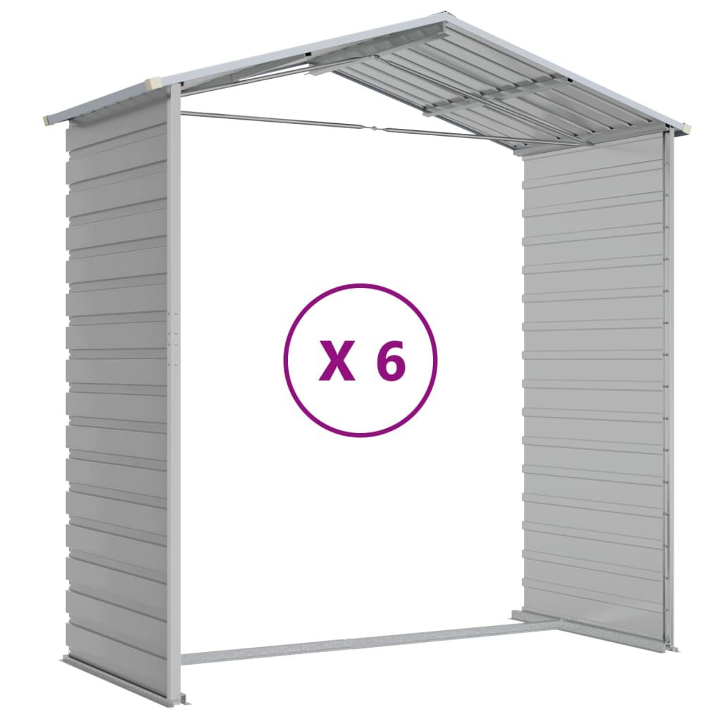 vidaXL Αποθήκη Κήπου Ανοιχτό Γκρι 191x555x198 εκ. Γαλβανισμένο Ατσάλι
