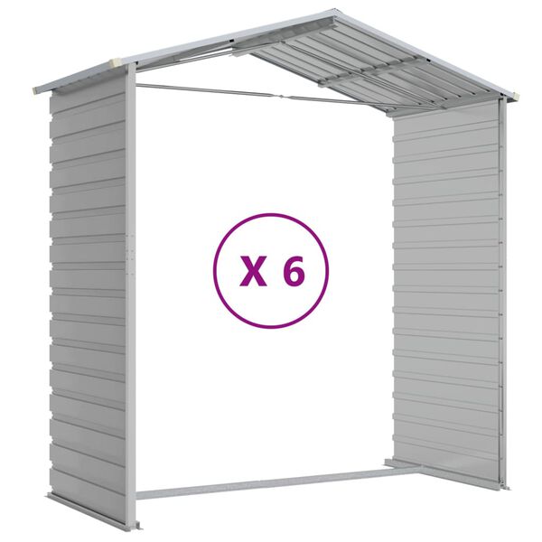vidaXL Αποθήκη Κήπου Ανοιχτό Γκρι 191x555x198 εκ. Γαλβανισμένο Ατσάλι