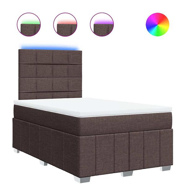 vidaXL Κρεβάτι Boxspring με Στρώμα Σκούρο Καφέ 120x190 εκ Υφασμάτινο