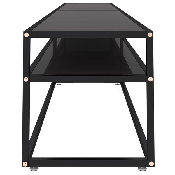 vidaXL Έπιπλο Τηλεόρασης Μαύρο 220 x 40 x 40,5 εκ. από Ψημένο Γυαλί