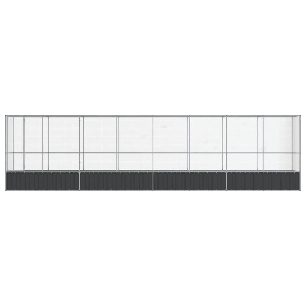 vidaXL Κλουβί με Επέκταση Ασημένιο 834,5x107x212 εκ. Ατσάλινο