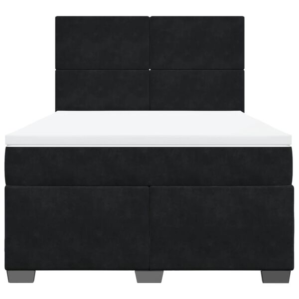 vidaXL Κρεβάτι Boxspring με Στρώμα Μαύρο 140x190 εκ. Βελούδινο