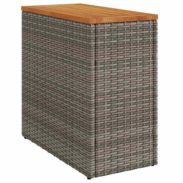 vidaXL Τραπέζι Κήπου με Ξύλινη Επιφάνεια Γκρι 58x27,5x55εκ Συνθ. Ρατάν