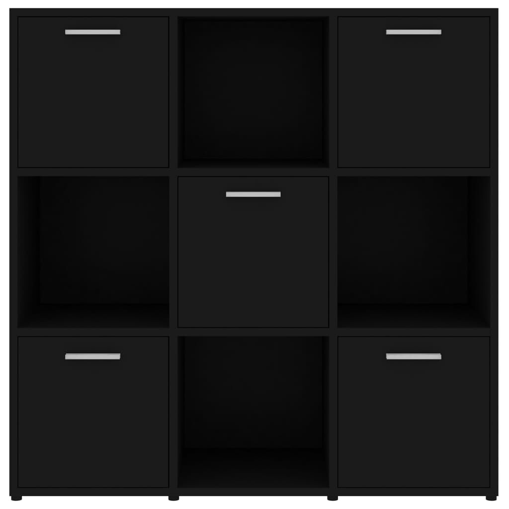 vidaXL Βιβλιοθήκη Μαύρη 90 x 30 x 90 εκ. από Επεξ. Ξύλο