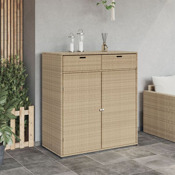 vidaXL Ντουλάπι Αποθήκευσης Κήπου Beige 105x55x113 εκ. Συνθετικό Ρατάν