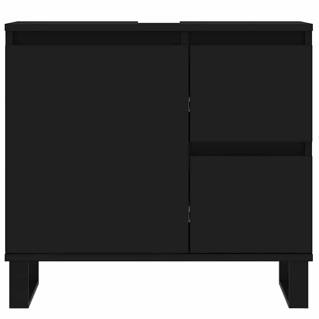 vidaXL Ντουλάπι Μπάνιου Μαύρο 65x33x60 εκ. Επεξεργασμένο Ξύλο