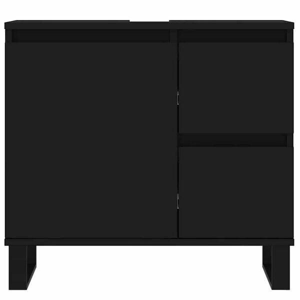 vidaXL Ντουλάπι Μπάνιου Μαύρο 65x33x60 εκ. Επεξεργασμένο Ξύλο