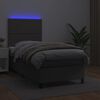 vidaXL Κρεβάτι Boxspring με Στρώμα & LED Γκρι 90x190 εκ. Συνθ. Δέρμα