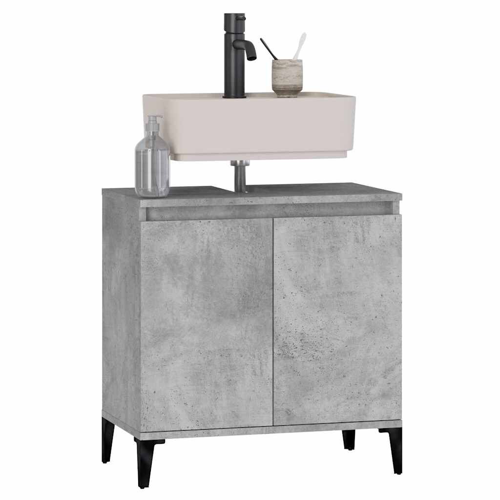 vidaXL Ντουλάπι Νιπτήρα Γκρι Σκυρ. 58x33x60 εκ. Επεξεργασμένο Ξύλο