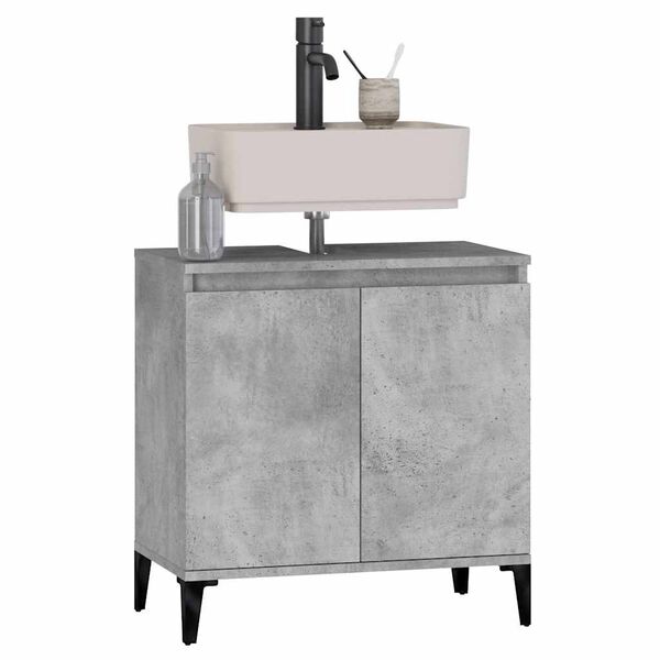 vidaXL Ντουλάπι Νιπτήρα Γκρι Σκυρ. 58x33x60 εκ. Επεξεργασμένο Ξύλο