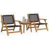 vidaXL Κήπου Καρέκλες με Τραπέζι 3 pcs Μαύρο 45 x 45 x 40 cm