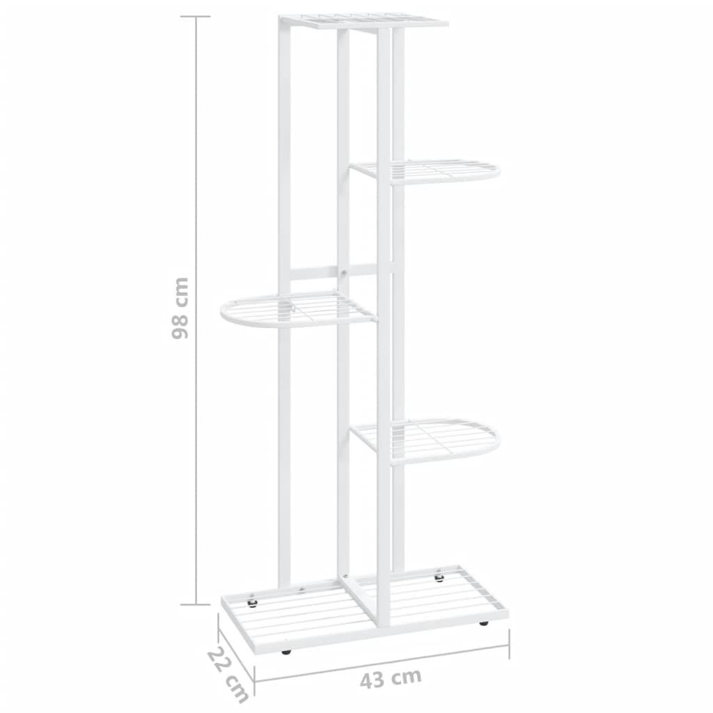 vidaXL Ανθοστήλη 5 Επιπέδων Λευκή 43 x 22 x 98 εκ. Μεταλλική