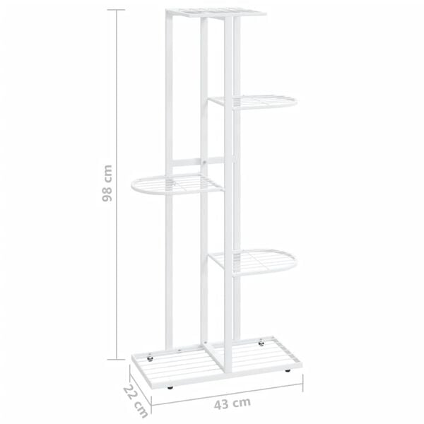 vidaXL Ανθοστήλη 5 Επιπέδων Λευκή 43 x 22 x 98 εκ. Μεταλλική