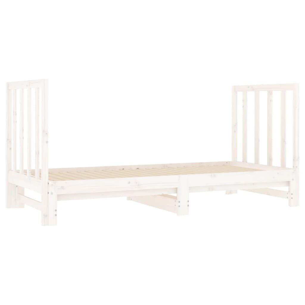 vidaXL Καναπές Κρεβάτι Συρόμενος Λευκός 2x(90x190) εκ. από Μασίφ Πεύκο