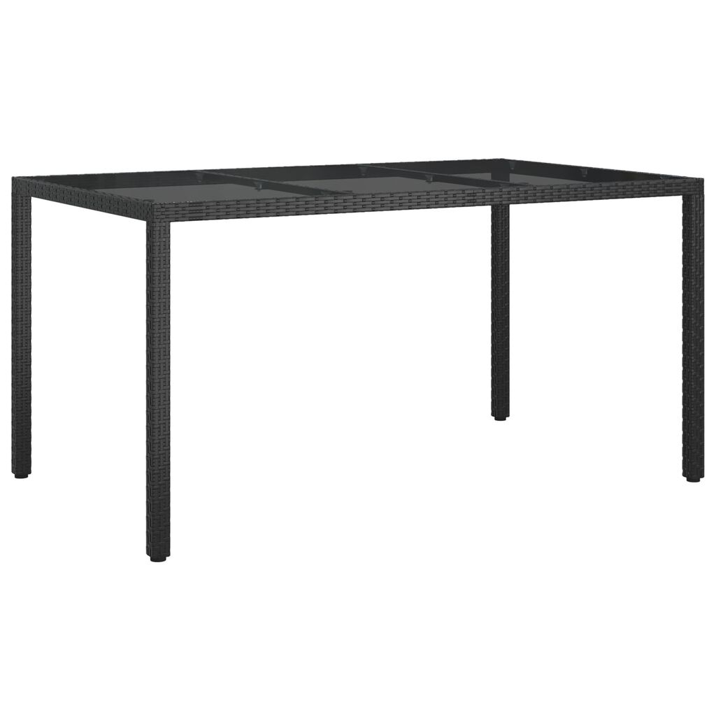 vidaXL Τραπέζι Φαγητού Κήπου Μαύρο 150x90x75 εκ Πολυ Ρατάν