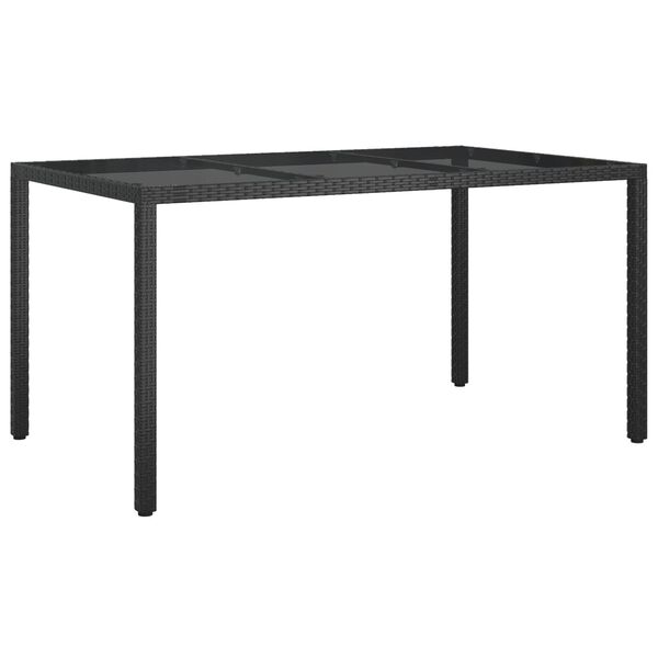 vidaXL Τραπέζι Φαγητού Κήπου Μαύρο 150x90x75 εκ Πολυ Ρατάν