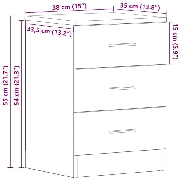 vidaXL Κομοδίνο Γκρι Sonoma 38x35x56 εκ. από Επεξεργασμένο Ξύλο