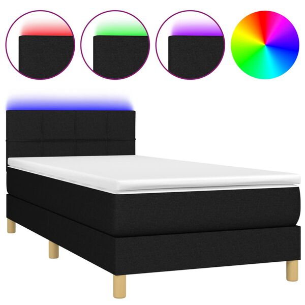 vidaXL &Kappa;&rho;&epsilon;&beta;ά&tau;&iota; Boxspring &mu;&epsilon; &Sigma;&tau;&rho;ώ&mu;&alpha; & LED &Mu;&alpha;ύ&rho;&omicron; 100x200 &epsilon;&kappa;. &Upsilon;&phi;&alpha;&sigma;&mu;ά&tau;&iota;&nu;&omicron;