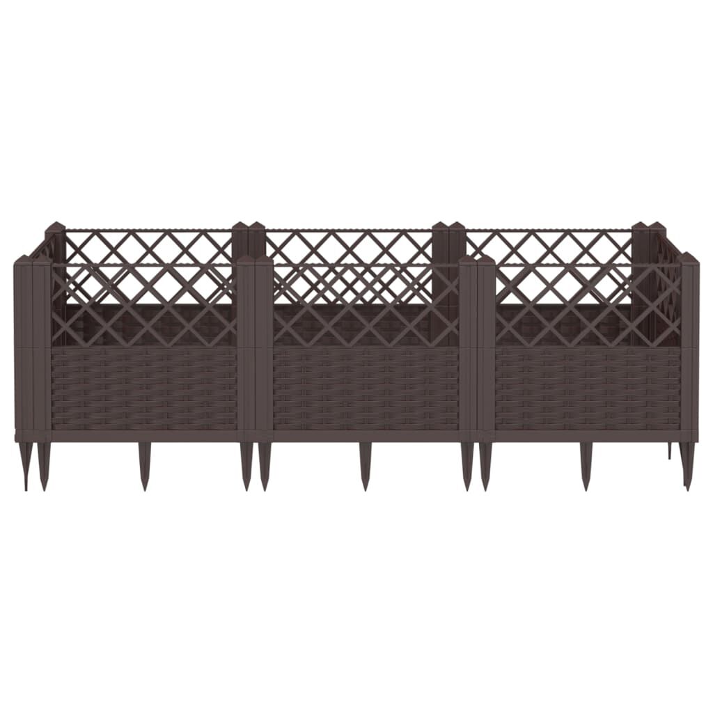 vidaXL Ζαρντινιέρα με Πασσάλους Καφέ 123,5x43,5x43,5εκ. Πολυπροπυλένιο