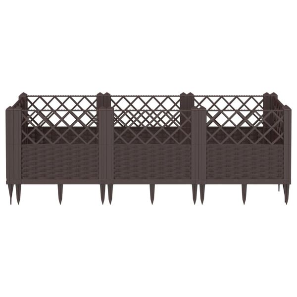 vidaXL Ζαρντινιέρα με Πασσάλους Καφέ 123,5x43,5x43,5εκ. Πολυπροπυλένιο