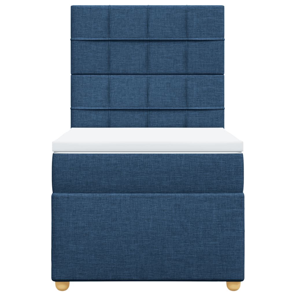 vidaXL Κρεβάτι Boxspring με Στρώμα Μπλε 80x200 εκ. Υφασμάτινο