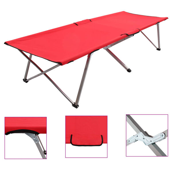 vidaXL Κρεβάτι Κάμπινγκ Κόκκινο 206 x 75 x 45 εκ. XXL