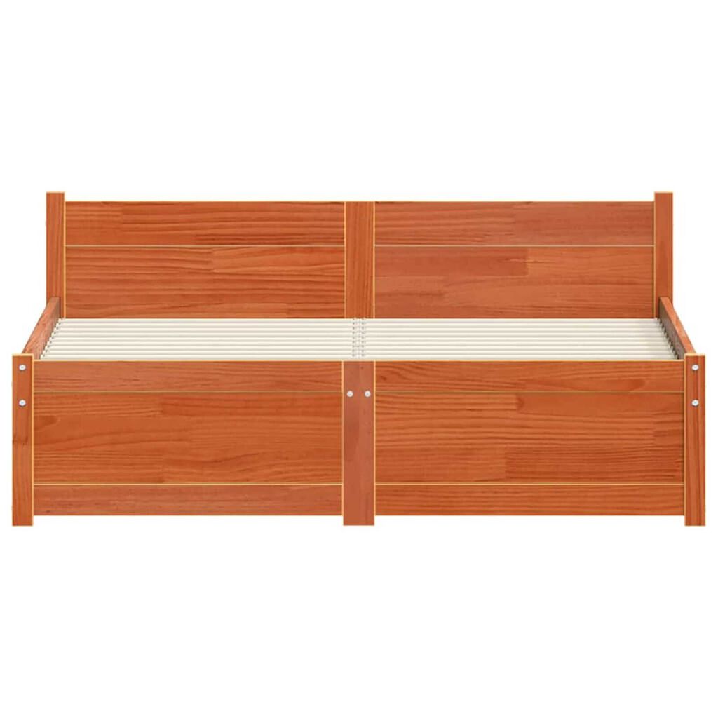 vidaXL Σκελετός Κρεβατιού Καφέ κεριού 135 x 190 cm Μασίφ ξύλο πεύκου