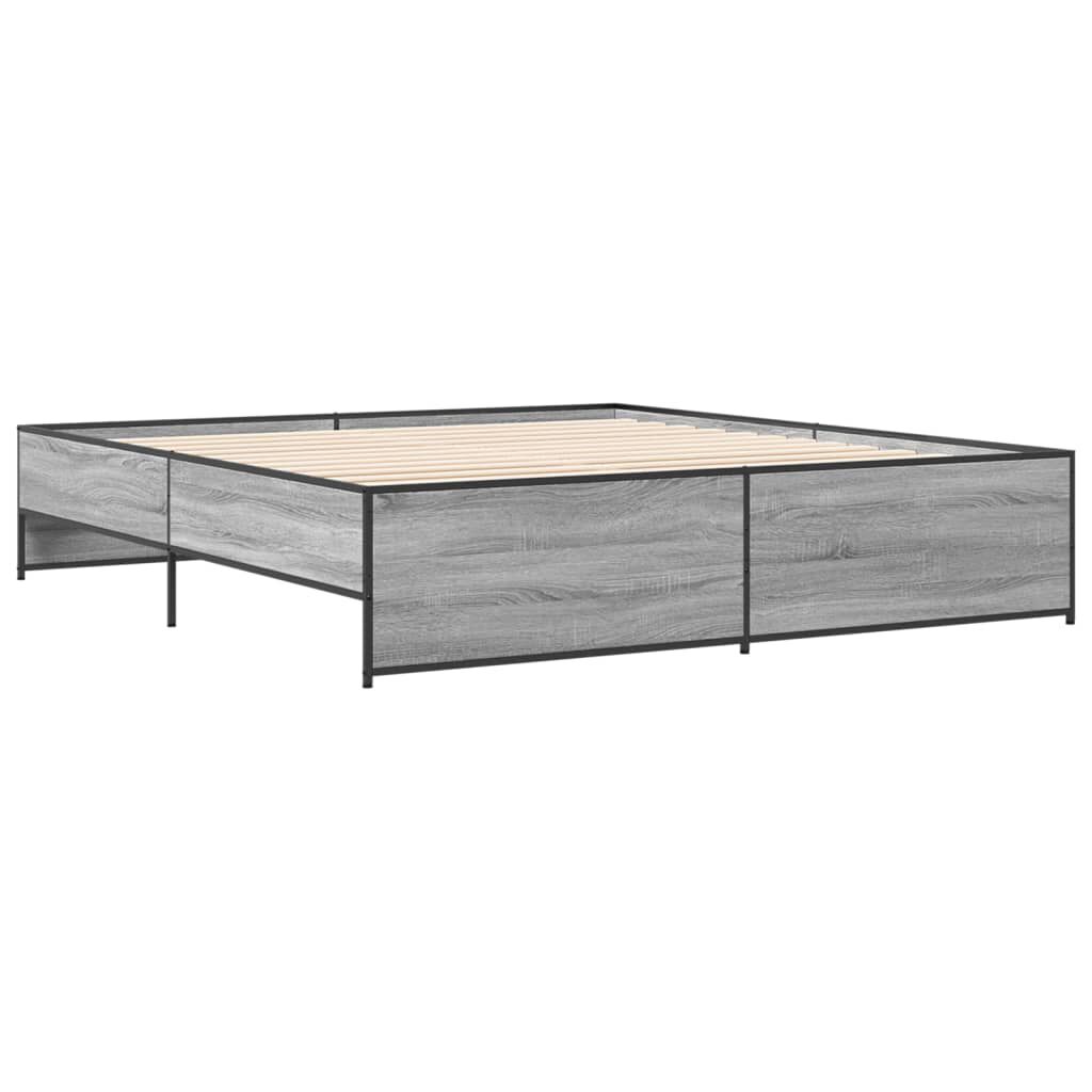 vidaXL Πλαίσιο Κρεβατιού Γκρι Sonoma 180x200 εκ. Επεξ. Ξύλο & Μέταλλο