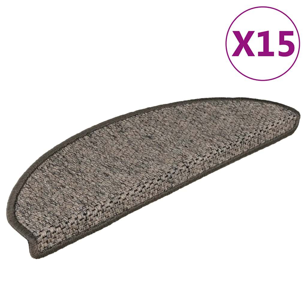 vidaXL Πατάκια Σκάλας Αυτοκόλλητα 15τεμ. Όψη Σιζάλ Καφέ/Μπεζ 65x21x4εκ