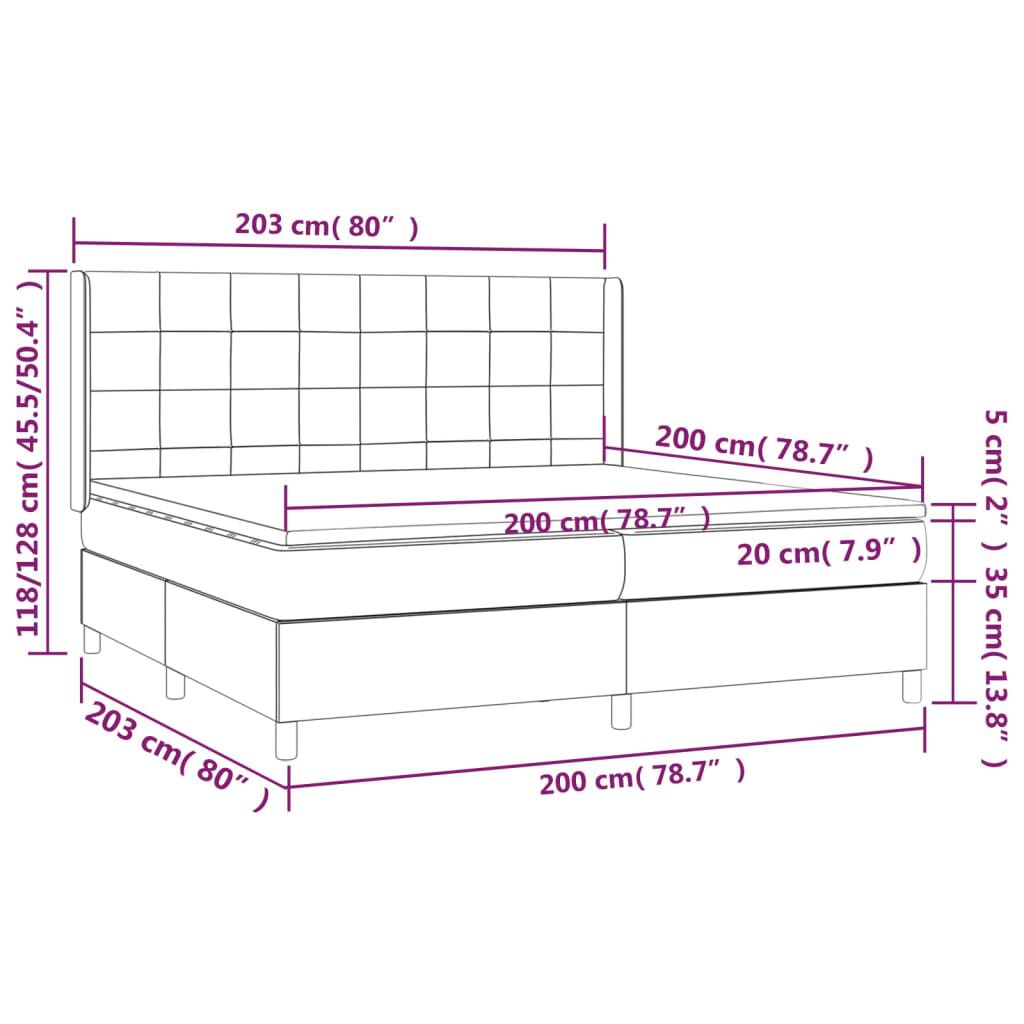 vidaXL Κρεβάτι Boxspring με Στρώμα & LED Σκ. Μπλε 200x200εκ. Βελούδινο
