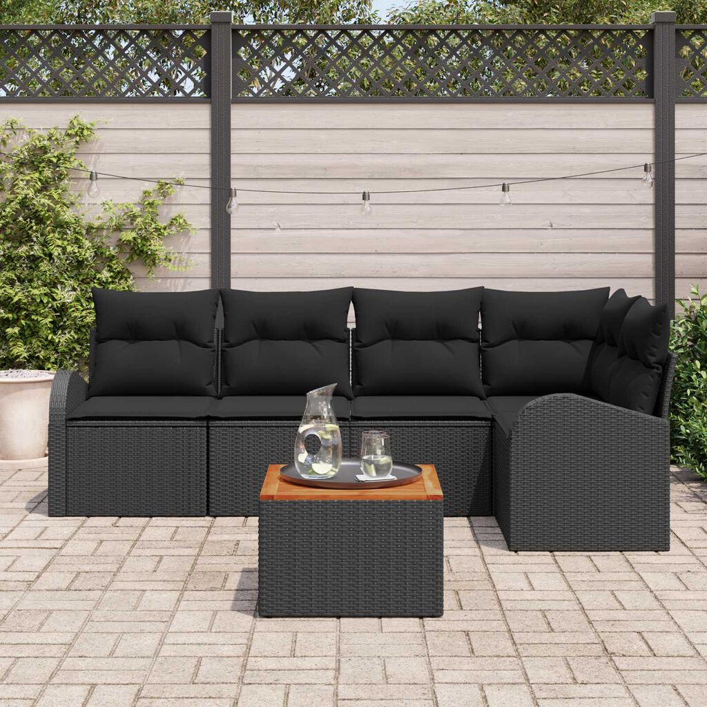vidaXL Σετ Καναπέ Κήπου 6 pcs Μαύρο