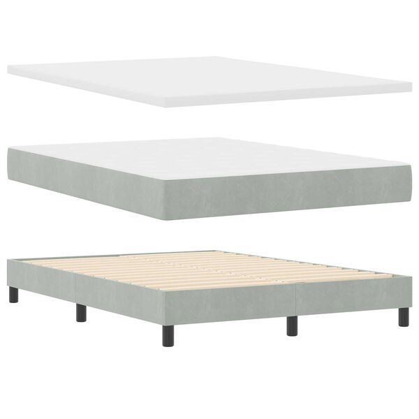 vidaXL Κρεβάτι με Στρώμα Light Grey 140x190 εκ Βελούδο