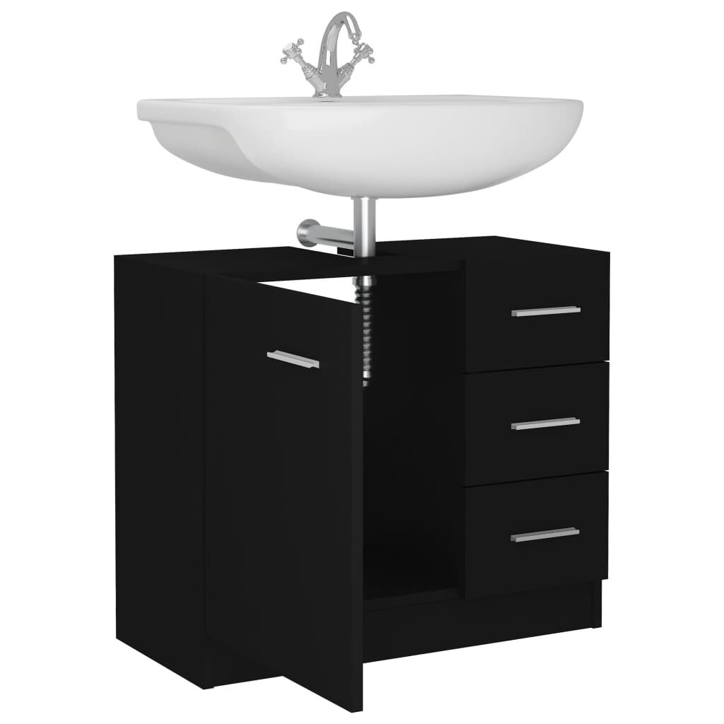 vidaXL Ντουλάπι Νιπτήρα Μαύρο 63x30x54 εκ. Επεξ. Ξύλο