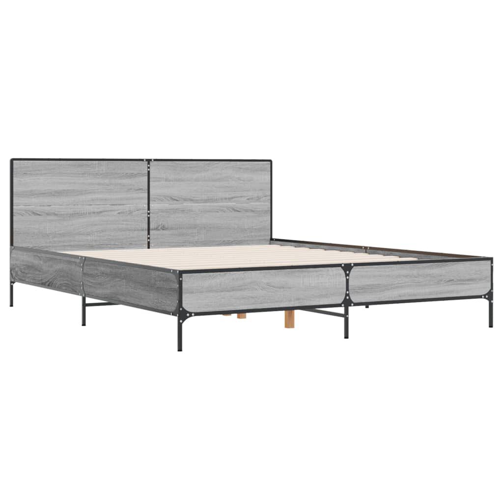 vidaXL Πλαίσιο Κρεβατιού Γκρι Sonoma 120x200 εκ. Επεξ. Ξύλο & Μέταλλο