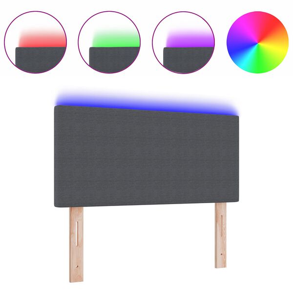 vidaXL LED κεφαλάρι με φώτα λωρίδας LED Σκούρο γκρι 80 cm ύφασμα