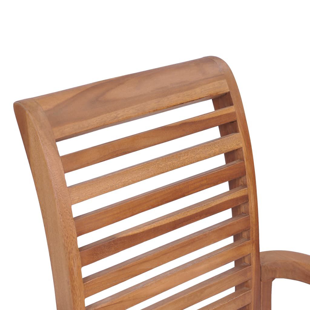 vidaXL Καρέκλες Τραπεζαρίας 2 τεμ. Μασίφ Ξύλο Teak με Μπεζ Μαξιλάρια
