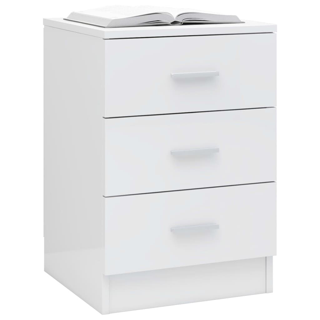 vidaXL Κομοδίνα 2 τεμ. Γυαλιστερό Λευκό 38x35x56 εκ. από Επεξ. Ξύλο