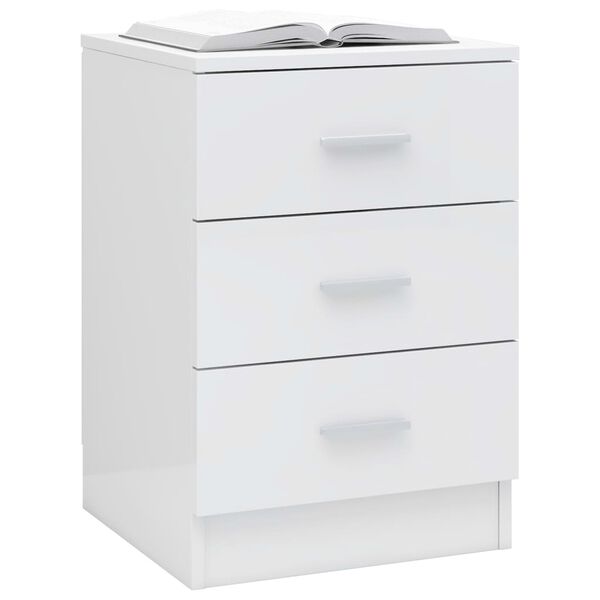 vidaXL Κομοδίνα 2 τεμ. Γυαλιστερό Λευκό 38x35x56 εκ. από Επεξ. Ξύλο