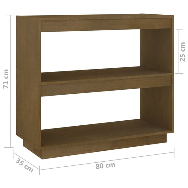 vidaXL Βιβλιοθήκη Καφέ Μελί 80 x 35 x 71 εκ. από Μασίφ Ξύλο Πεύκου