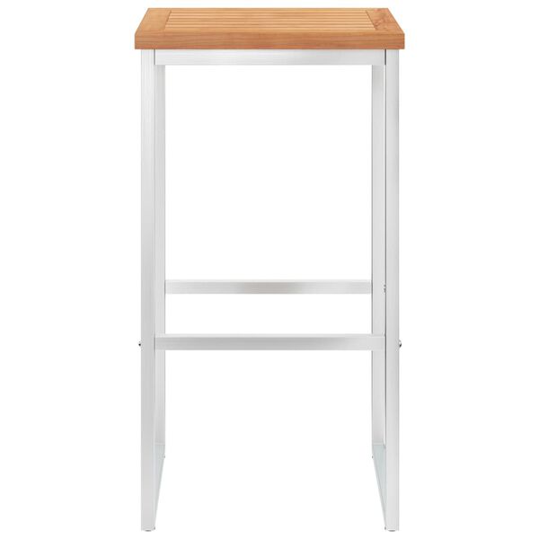 vidaXL Σκαμπό Μπαρ 2 τεμ. από Μασίφ Ξύλο Teak/Ανοξείδωτο Ατσάλι