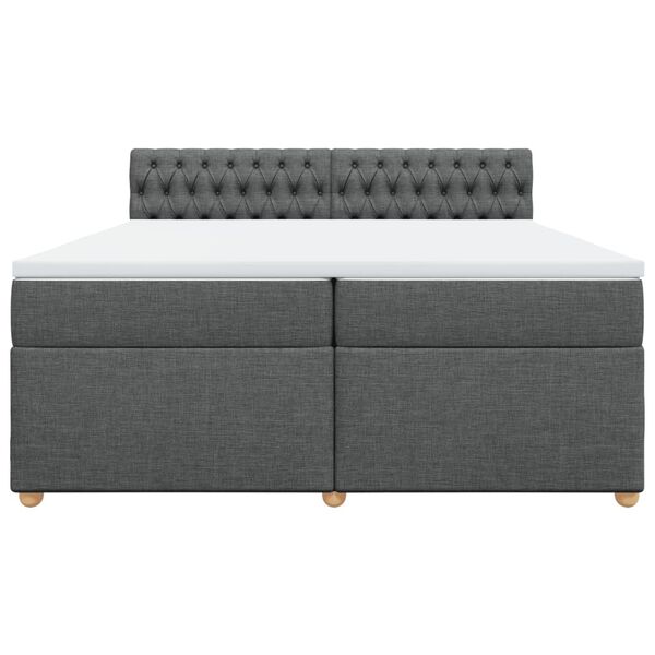 vidaXL Κρεβάτι Boxspring με Στρώμα Σκούρο Γκρι 200x200 εκ. Υφασμάτινο