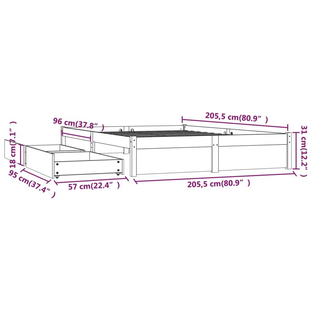 vidaXL Πλαίσιο Κρεβατιού με Συρτάρια 200 x 200 εκ.