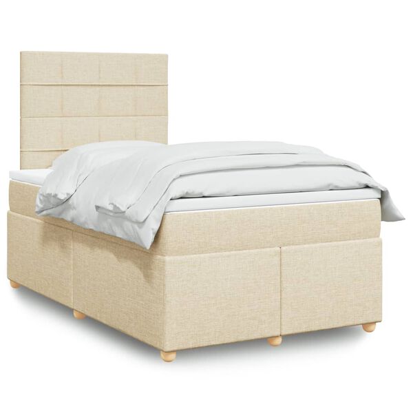 vidaXL &Kappa;&rho;&epsilon;&beta;ά&tau;&iota; Boxspring &mu;&epsilon; &Sigma;&tau;&rho;ώ&mu;&alpha; &Kappa;&rho;&epsilon;&mu; 120x200 &epsilon;&kappa;. &Upsilon;&phi;&alpha;&sigma;&mu;ά&tau;&iota;&nu;&omicron;