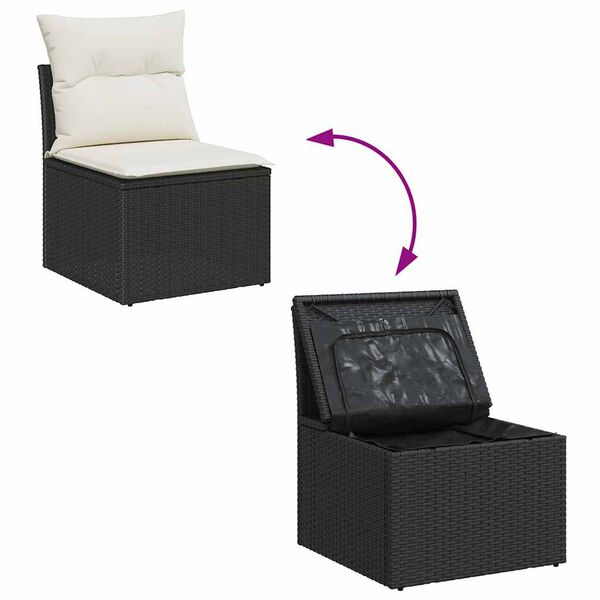 vidaXL Σετ Καναπέ Κήπου 8 pcs Μαύρο και Κρέμα 80 x 80 x 71 cm
