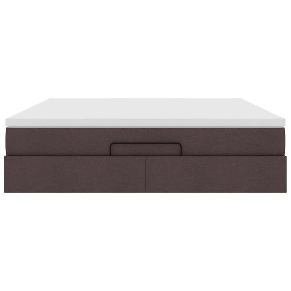 vidaXL Οθωμανικό κρεβάτι με στρώμα σκούρο καφέ 180x200cm ύφασμα