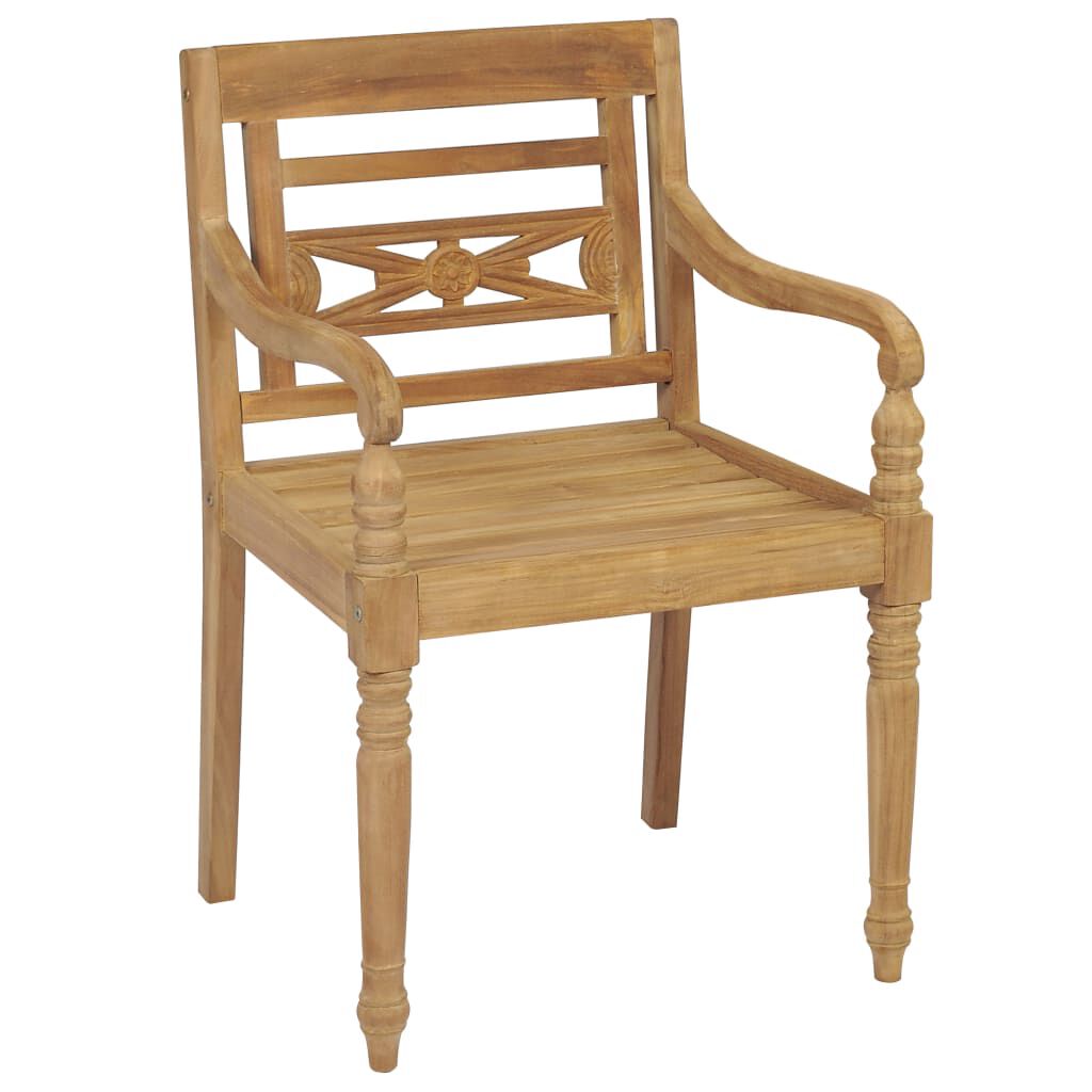 vidaXL Καρέκλες Batavia 2 τεμ. από Μασίφ Ξύλο Teak & Ανθρακί Μαξιλάρια