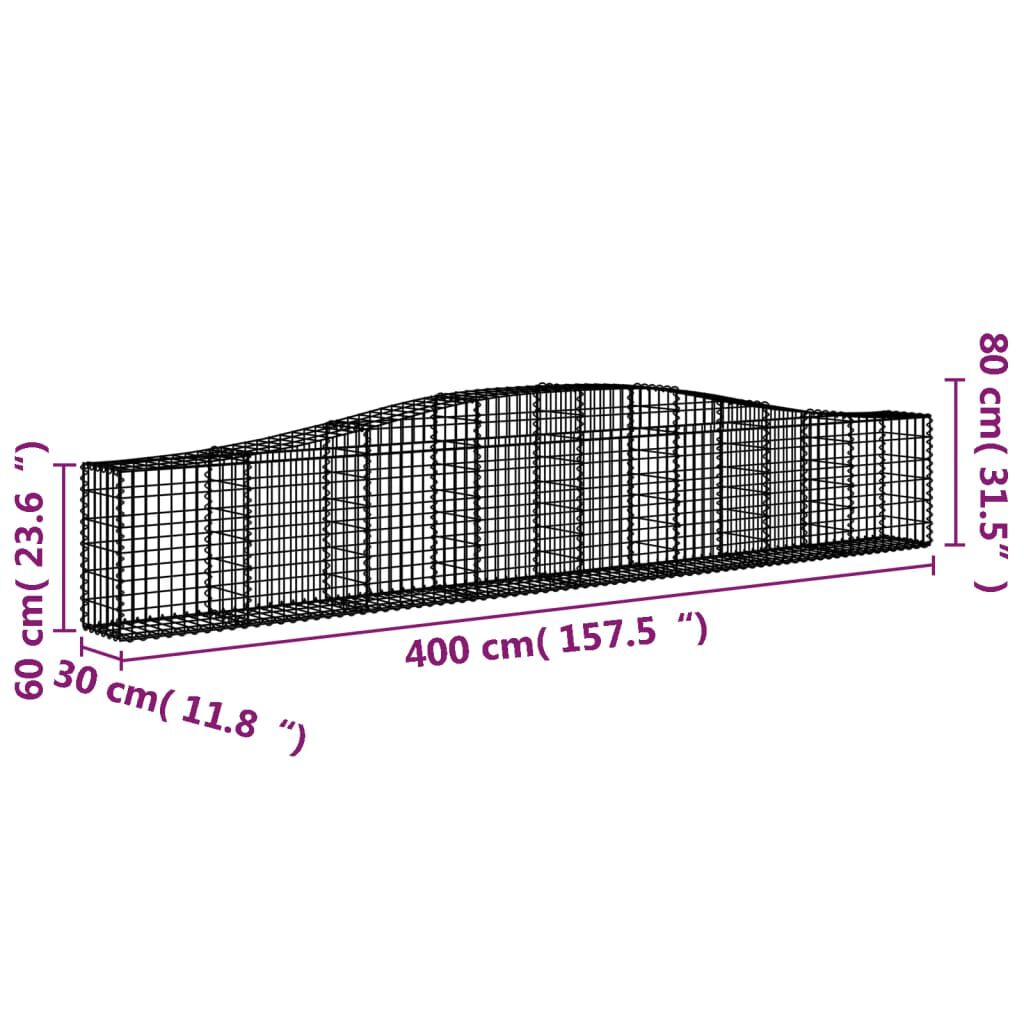 vidaXL Συρματοκιβώτιο Τοξωτό 400x30x60/80εκ. από Γαλβανισμένο Χάλυβα